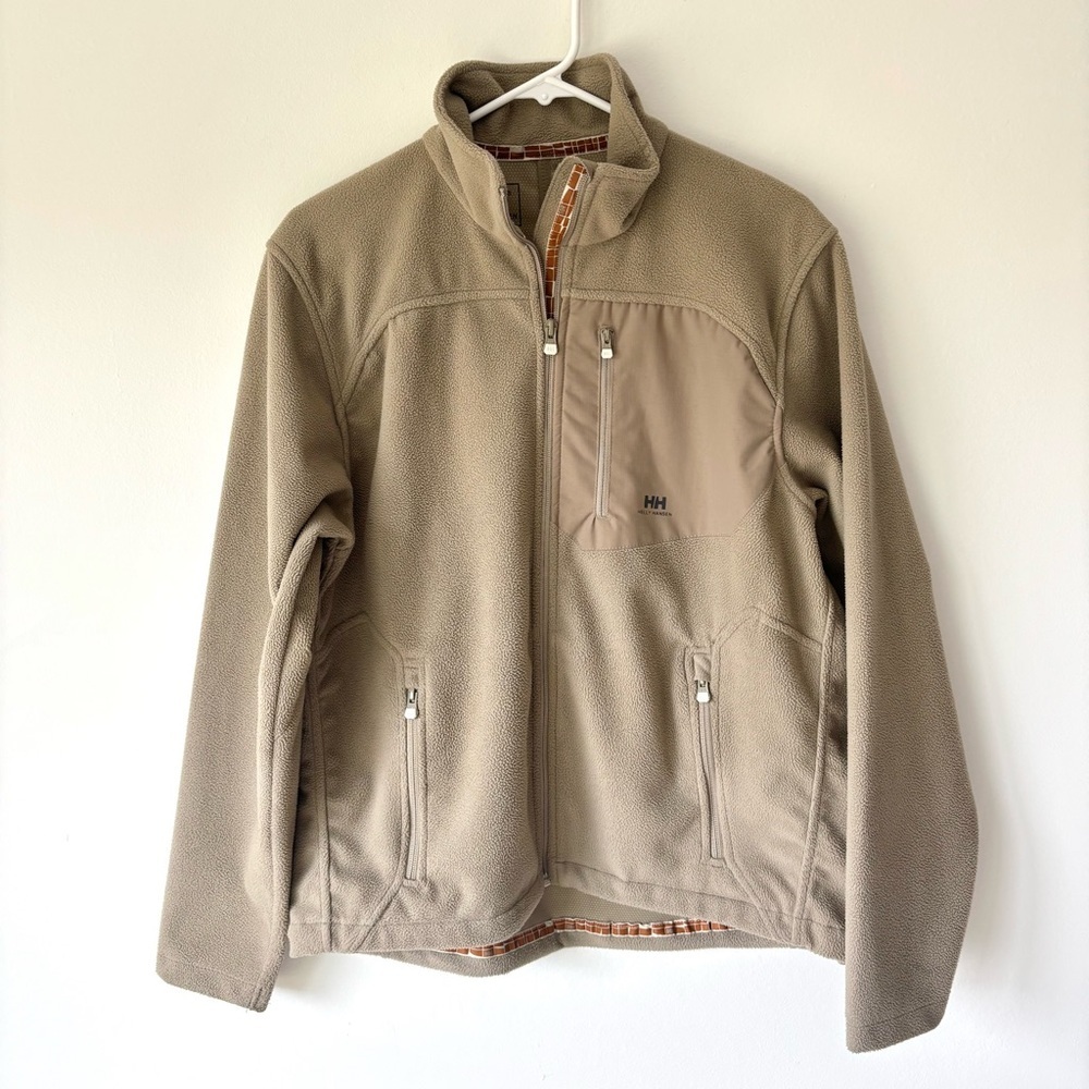 Helly Hansen Tan Brown Full Zip Fleece Jacket Outdoor Activewear